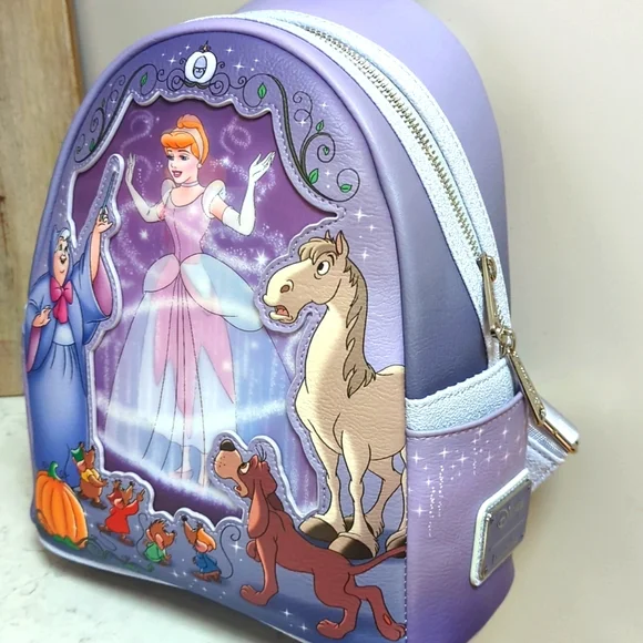 NWT Loungefly Disney's 100th Cinderella Lenticular Mini Backpack Bag - Picture 2 of 8
